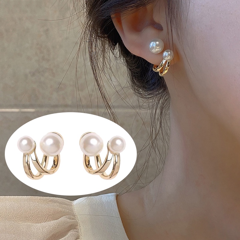 Anting Stud Hias Mutiara Gaya Vintage Korea Untuk Pernikahan