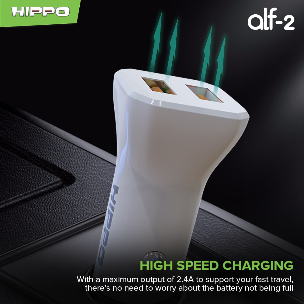 Hippo Car Charger ALF 2 2.4A SDC Casan Colokan Mobil Type C Android Iphone Micro Lightning QC Dual Port USB A USB C