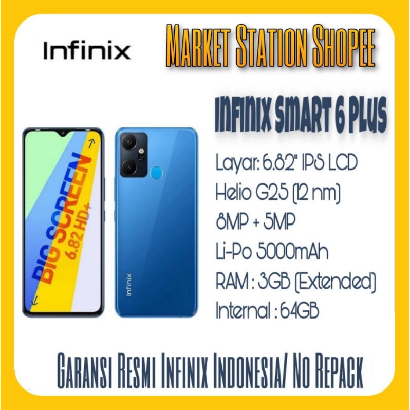 Infinix Smart 6 Plus 3/64 GB New Garansi Resmi Infinix Indonesia