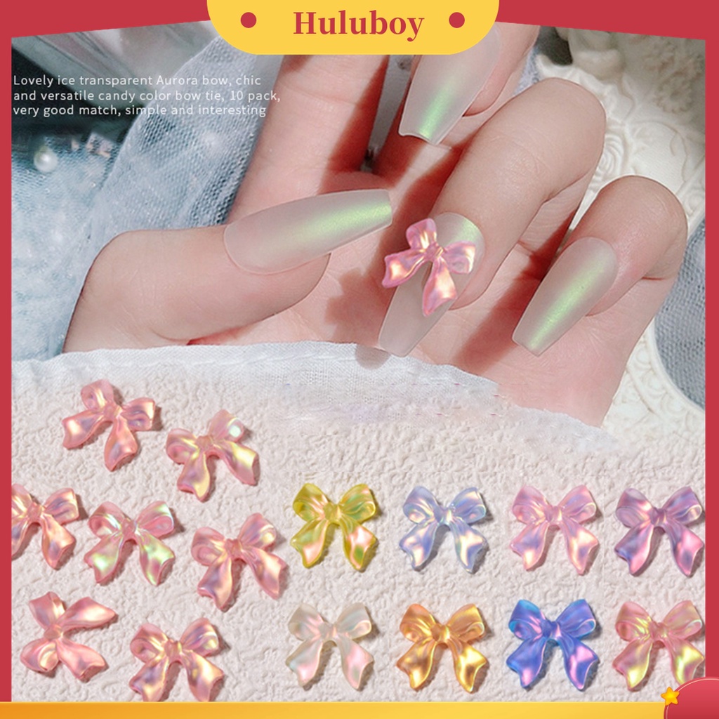 Huluboy Huluboy♡ 10pcs / Set Ornamen Pita Es Penetrasi Efek Aurora 3D Glitter Untuk Dekorasi Manicure Wanita