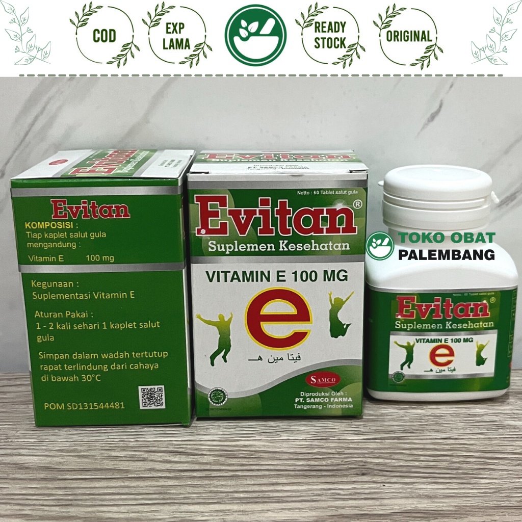 Jual EVITAN 60 TABLET VITAMIN E VITAMIN E 100 MG VITAMINE VITAMIN-E ...