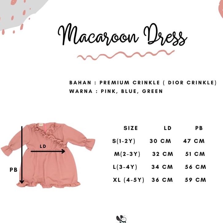 DRESS ANAK MACARON BY SABEEKIDS BAJU ANAK PAKAIAN PEREMPUAN DRESS LENGAN PANJANG 1 - 5 TAHUN