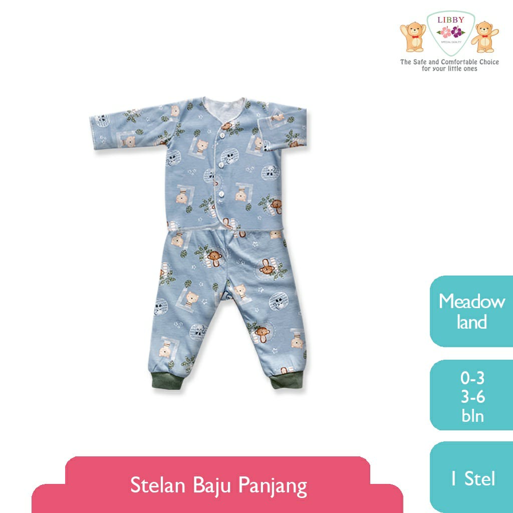 Libby Stelan Panjang &amp; Celana Panjang Kancing depan Meadow Land Series (Satu Set Isi 3Pcs)