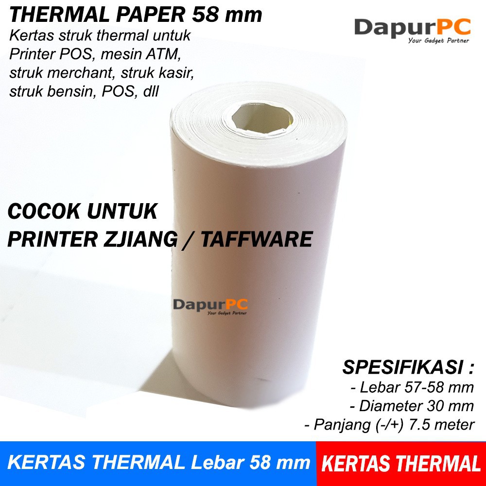 

Thermal Paper 58 X 30 Mm Kertas Struk Utk ATM Printer Kasir Zjiang