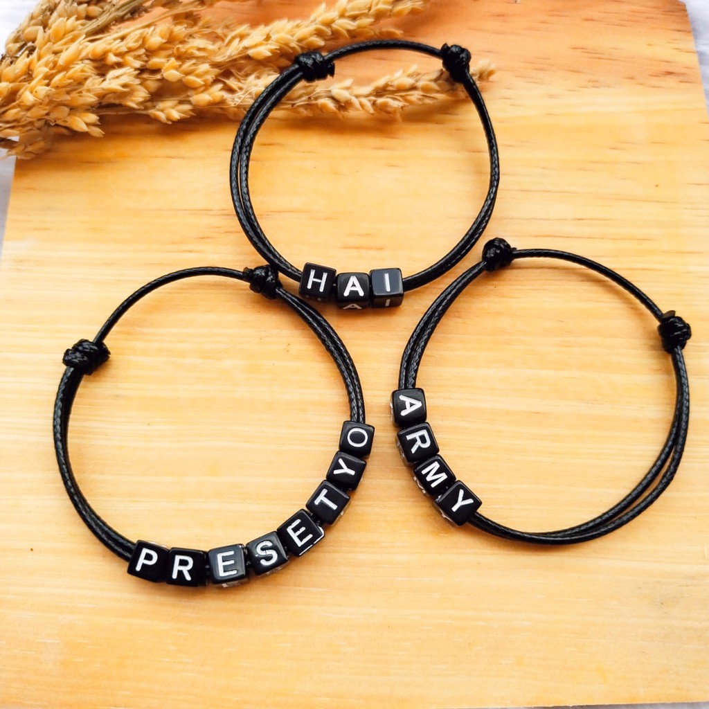 [ Dadu Hitam ]Gelang huruf/gelang inisial/waterproof