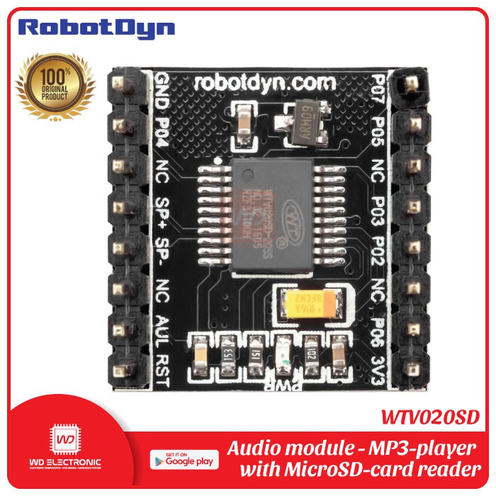 ROBOTDYN MP3 PLAYER WITH MICROSD WTV020SD LIKE DFPLAYER MINI