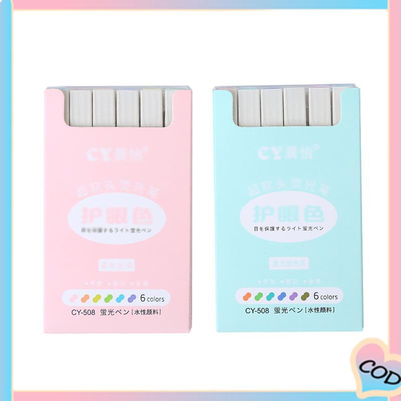 COD❤️COD multicolor pena stabilo siswa 6PCS/set Stabilo / highlighter pastel 6 colors warna-A.one