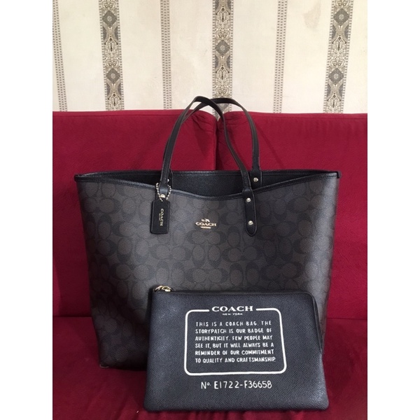 Preloved Coach Coach Reversible Tote Signature Mahogany Black (2in1)