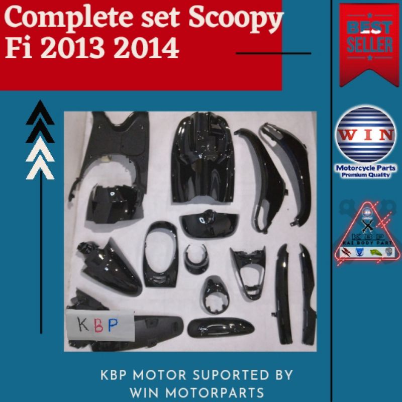 komplit set body motor honda Scoopy Fi injek 2013 2014 2015 | set body fullset scoopy fi hitam Win |