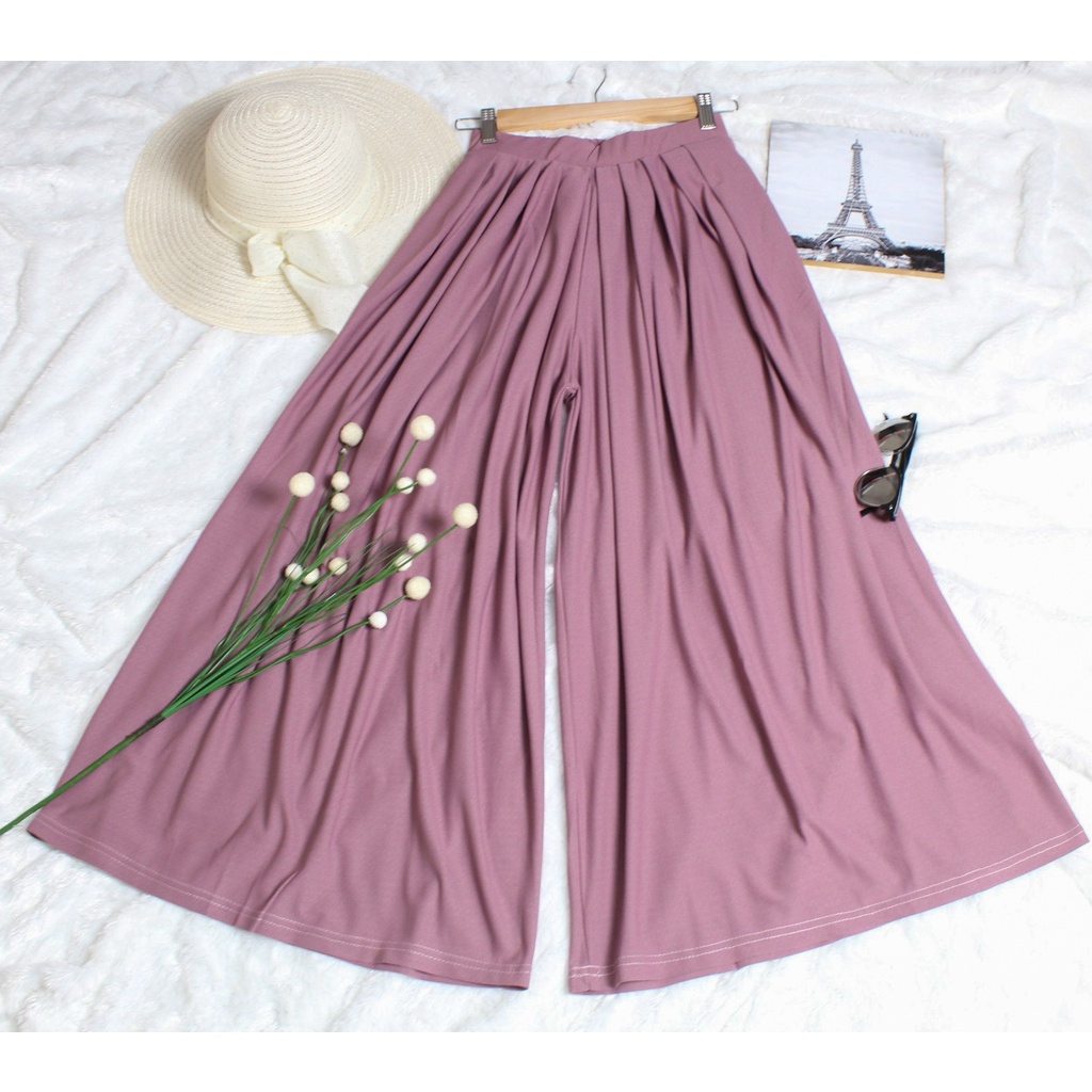 OZGE CELANA KULOT RIMPEL WANITA WARNA BURGUNDY/FIT M SAMPAI XXL