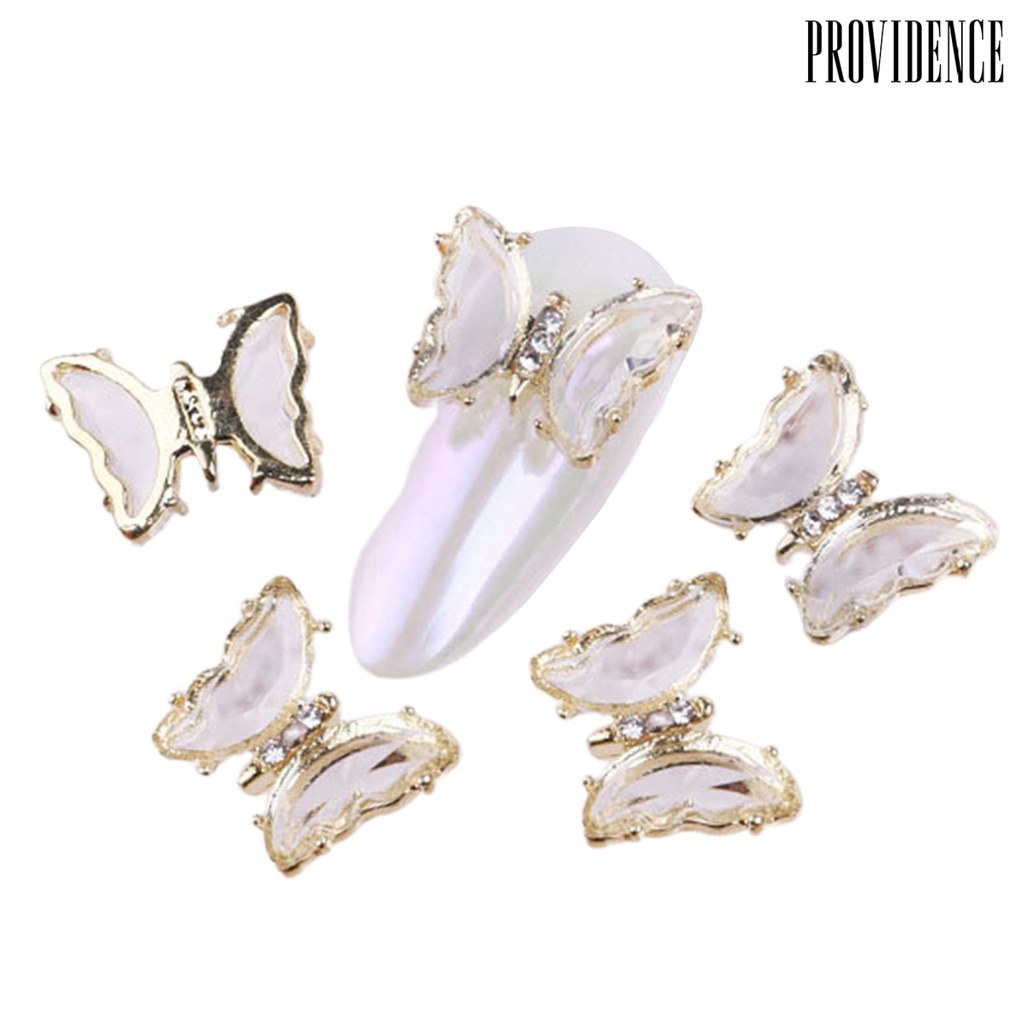 Providence 5pcs / Set Ornamen Kupu-Kupu Kristal 3d Multi Warna Dekorasi Manicure / Nail Art