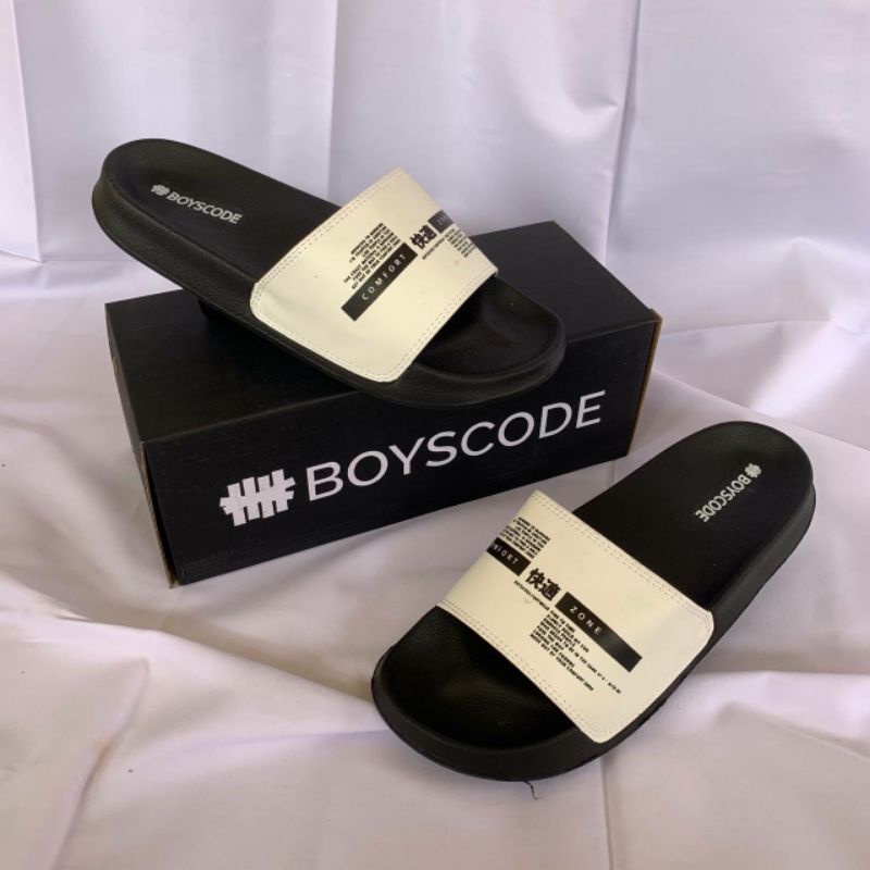 Sendal Selop Distro Pria Terbaru Boyscode / Sendal Slide Pria / Sendal Slip On Pria / Sandal Distro