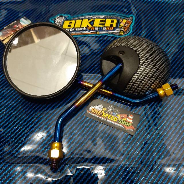 Spion Carbon Karbon Two Tone Kaca Bulat Variasi Motor Honda Scoopy vario beat