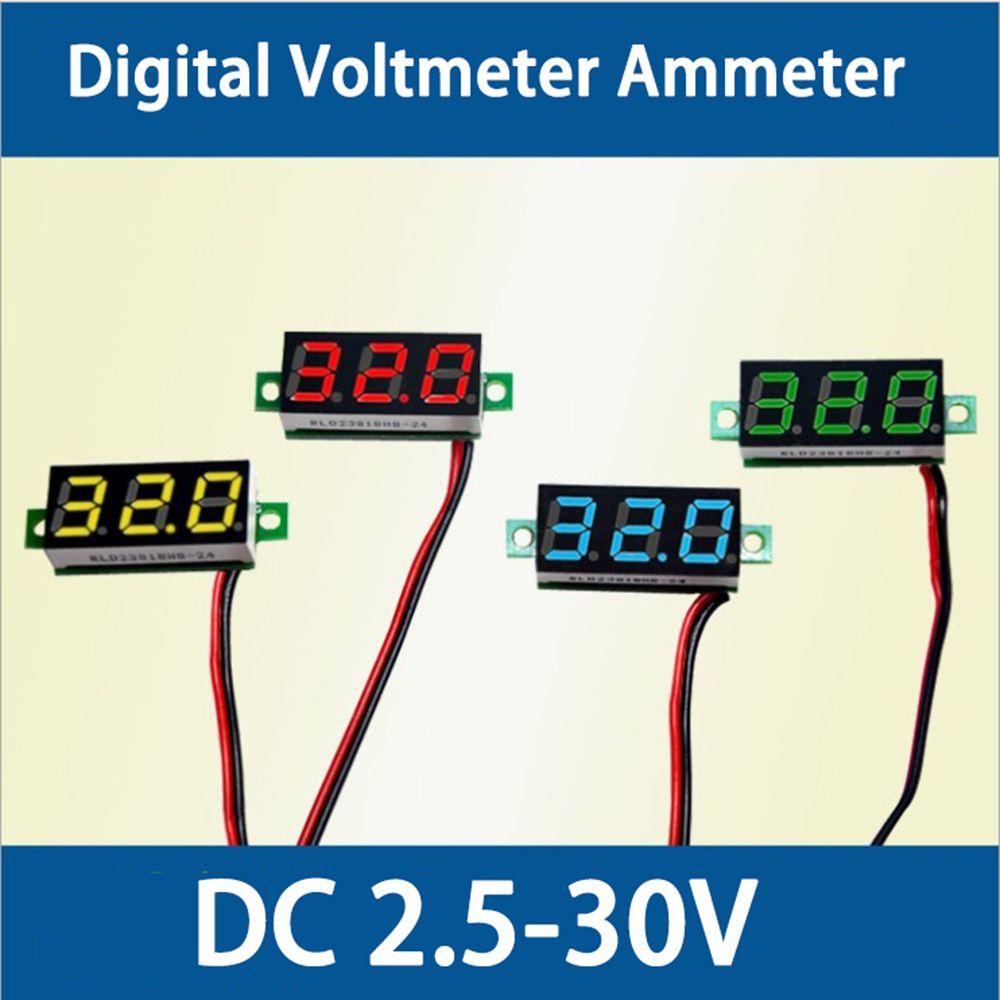 Solighter 1Pc Voltmeter Tegangan Listrik 2kabel Alat Tes LED Display Voltameter