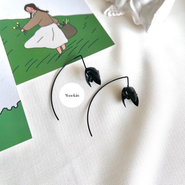 Rose bunga hitam anting korea wanita murah