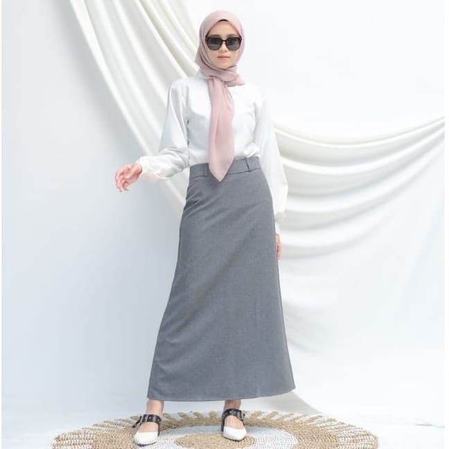 Rok Kerja Panjang Hitam A Bahan Formal Kantor Rok Panjang Bentuk A Rok A Line Panjang Polos