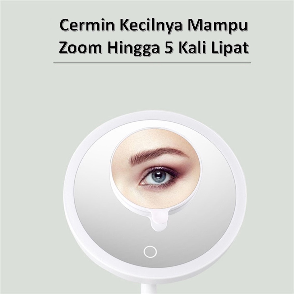 T&amp;Y Cermin LED Touch Sensor Bulat Kaca Rias Make Up Mirror Led Light Zoom Touch Screen Aesthetics Portable Design Import Murah