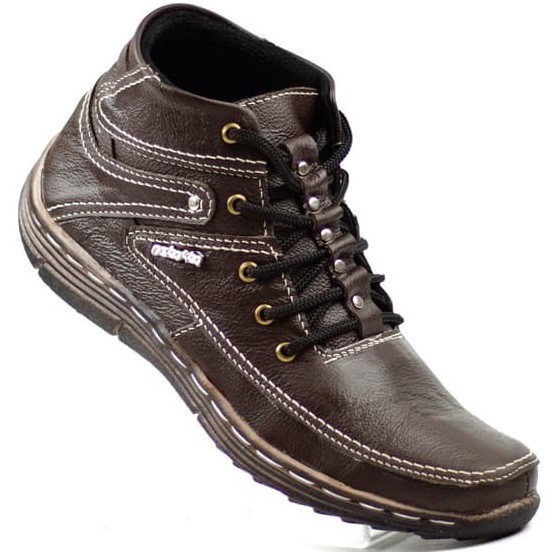 NEW Sepatu Bout Xasual Pria Bahan Kulit Asli Model Kicker wrn Cokelat
