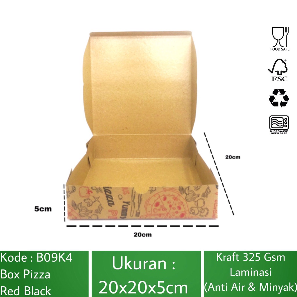 Box Pizza 20X20 Tebal 325 Gsm Kardus Pizza (B9K4Z1-Laminasi)