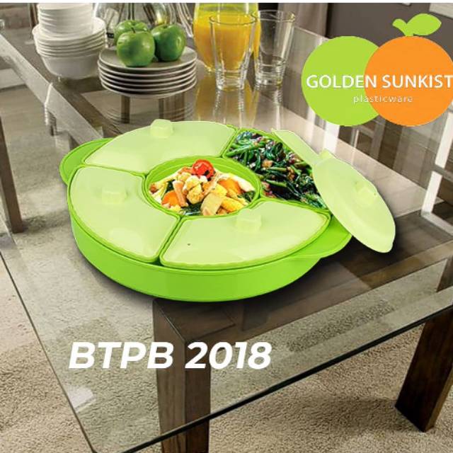 Tempat lauk prasmanan golden Sunkist / basi prasmanan sekat  bulat 2018