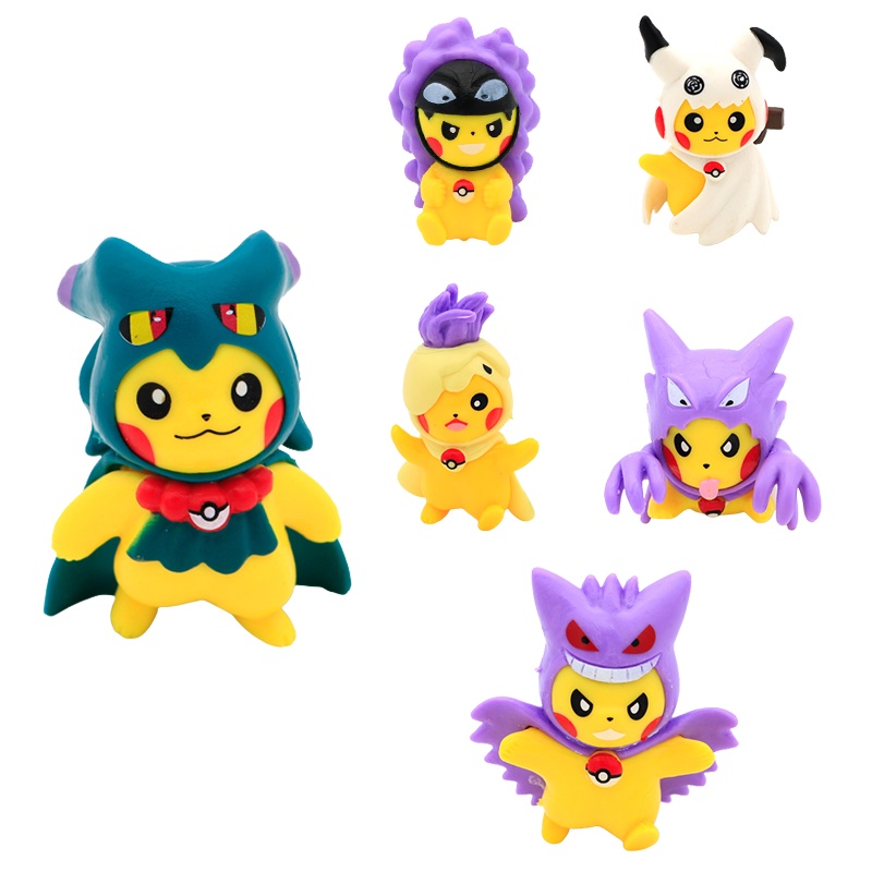 Mainan Tinggi Figure 6PS 7cm Pokemon Mainan Anak Ornamen Pikachu Cross-Dressing