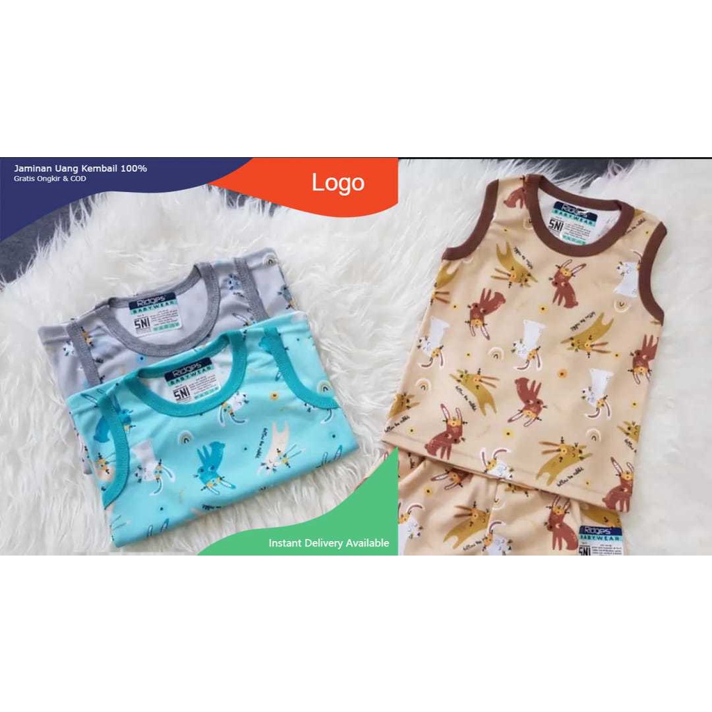 PROMO 3 STEL SINGLET KAOS DALAM ANAK RIDGES . Motif Warna Premium Quality / Baju Bayi