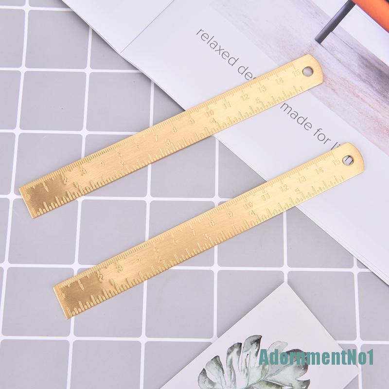 (AdornmentNo1) Penggaris Lurus 15CM Bahan Kuningan Untuk Stationery Sekolah