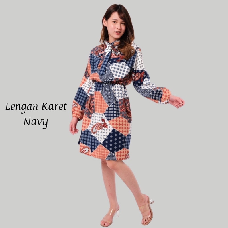Tunik batik lengan panjang karet