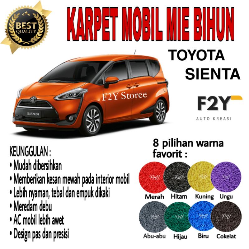 Karpet Mobil Mie Toyota SIENTA Full Set Bagasi