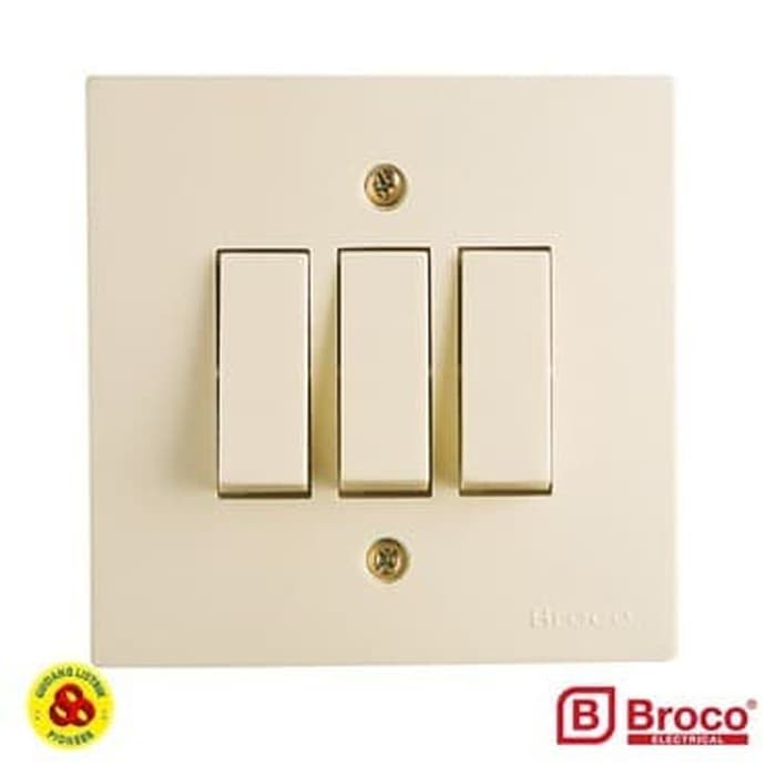 Broco Saklar Triple 3G New Gee 6613 Cream Switch 3 Gang Standard