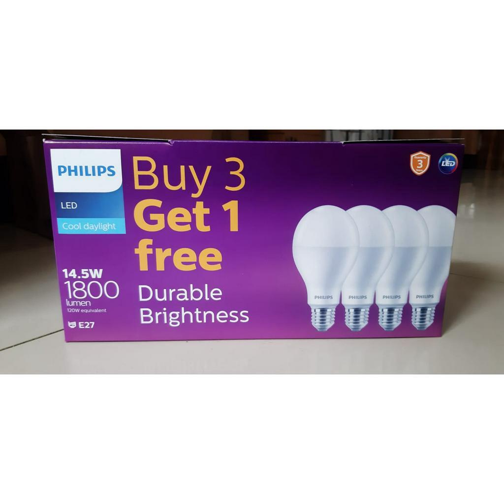 Lampu LED Philips 14,5w multipack Beli 3 gratis 1 PROMO Daylight/Putih