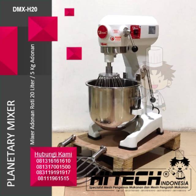 Planetary Mixer DMX-H20 Mixer Adonan Roti 20 Liter Mixer Roti 20L