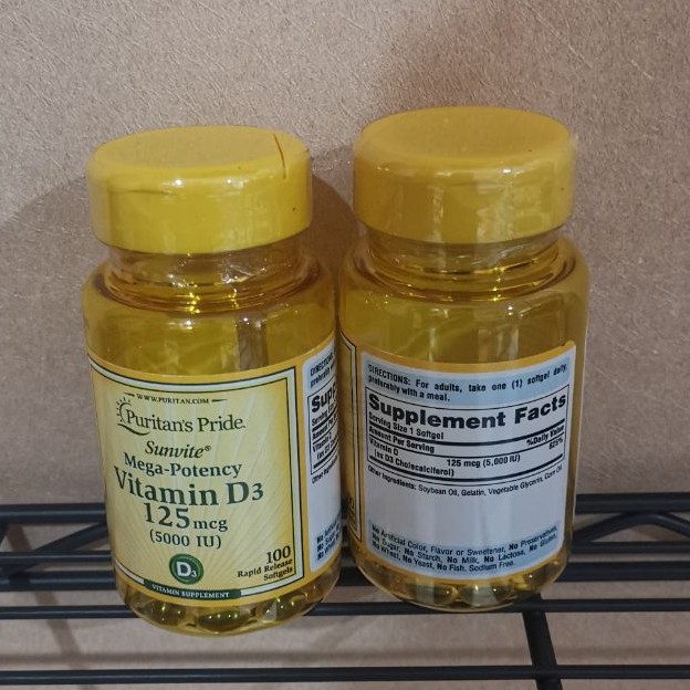 Puritan's Pride Vitamin D3 5000 IU - 100/200 Softgels Puritan D3 5000IU