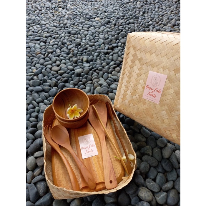 Cutlery Set - Wooden Kitchenware Set Talenan Kayu Cutting Board Cutlery Capit Besek