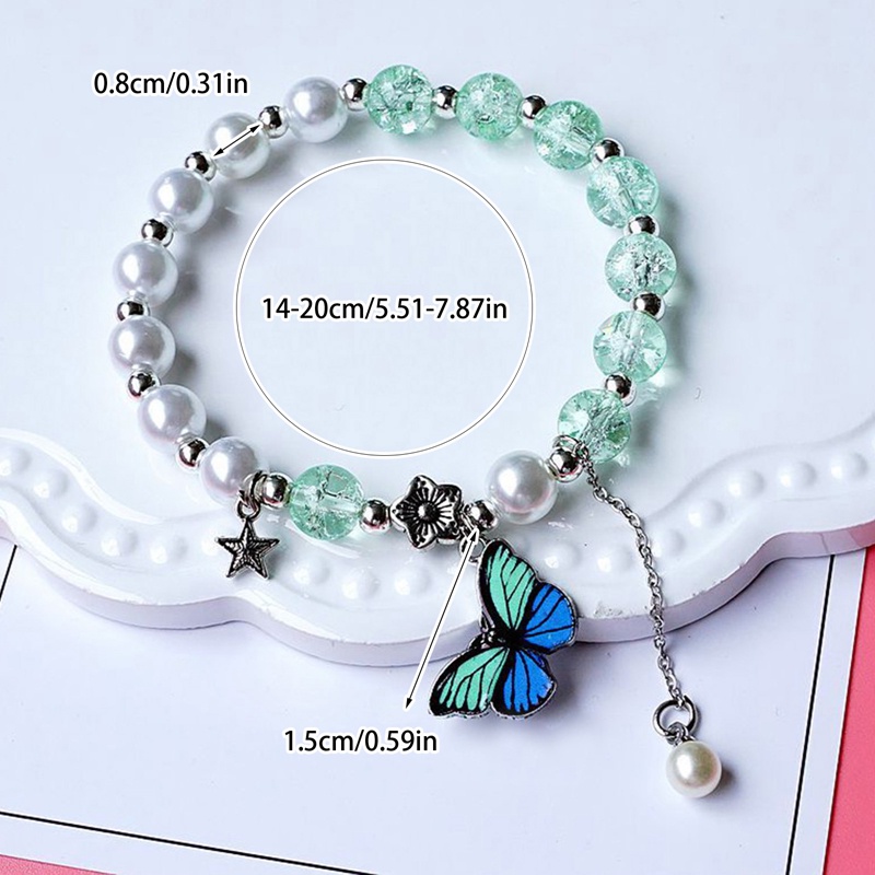 Gelang Rantai Manik-Manik Kristal Butterfly Fortune Untuk Wanita