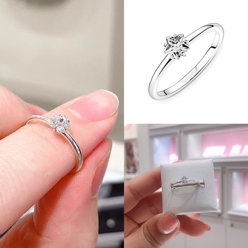 Cincin Sterling Silver 925 Dengan Cubic Zirconia Bentuk Bintang Untuk Wanita