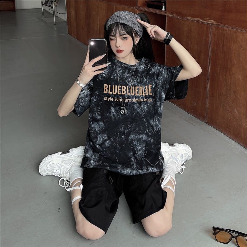 GZB Fashion Kaos Oversize Wanita Terbaru /  Kaos Oversize Blueblue / Baju atasan Wanita Terbaru / Ba