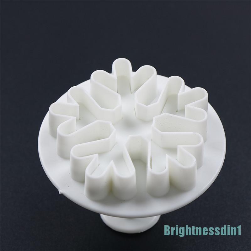 [Brightnessdin1]3pcs Snowflake Plunger Cutter Mold Sugarcraft Fondant Cake Decorating Tool