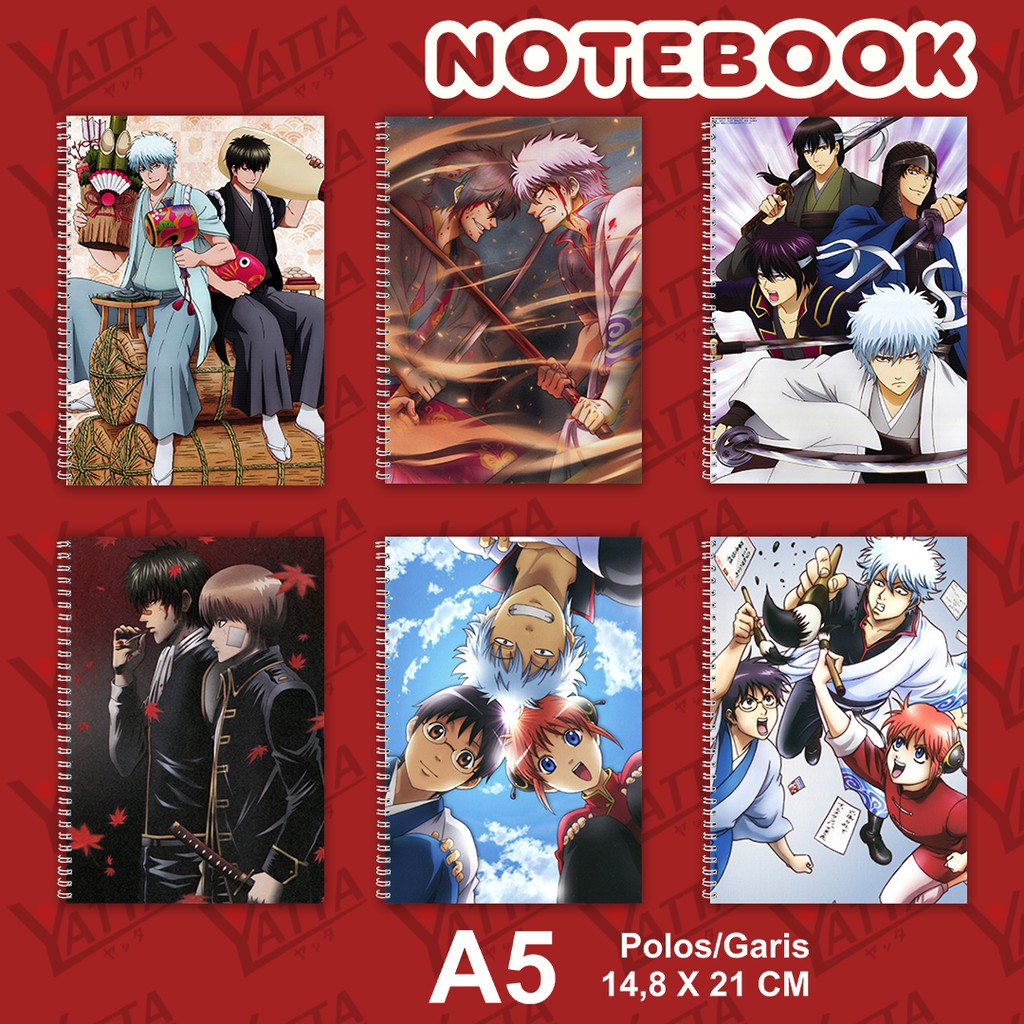 

Notebook Anime ukuran A5 14,6 cm x 21 cm Gintama