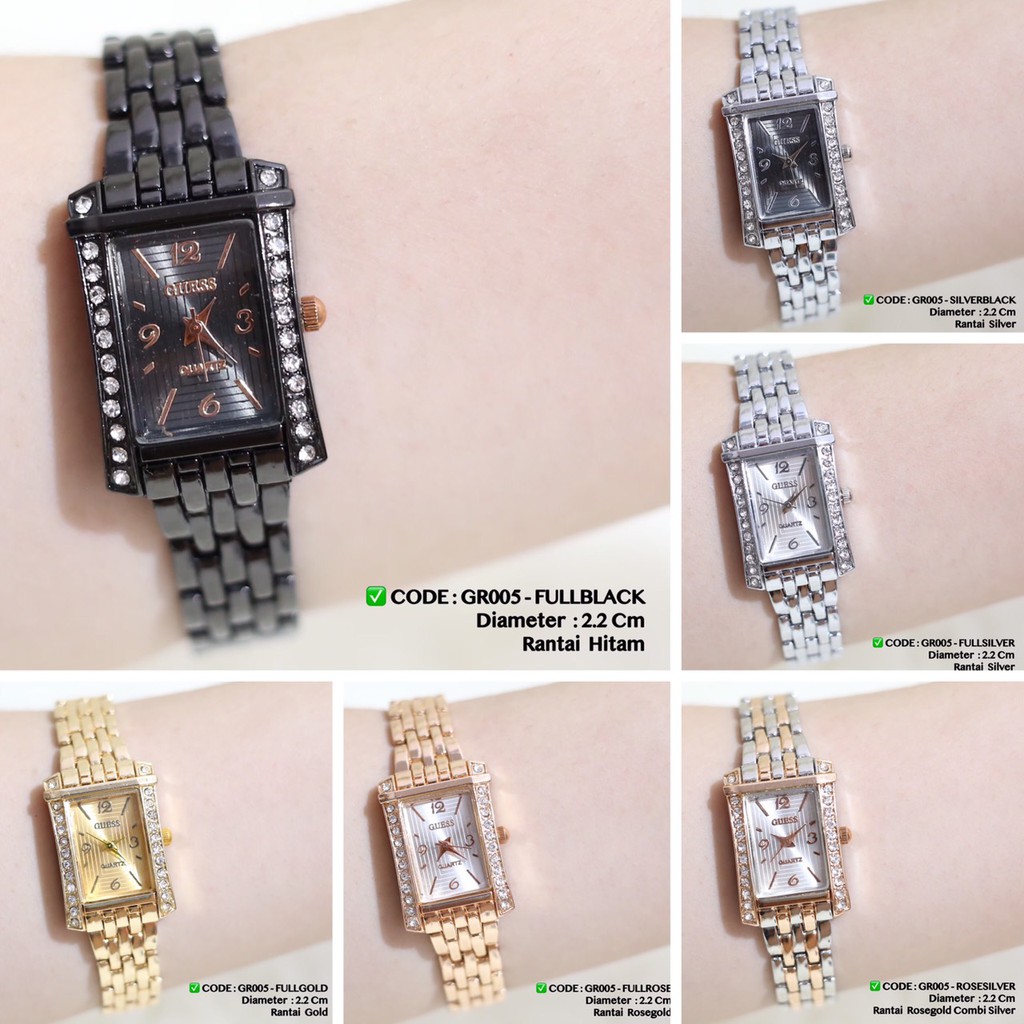 Jam tangan wanita guess rantai grosir termurah free baterai cadangan GR012 GR005 FS012