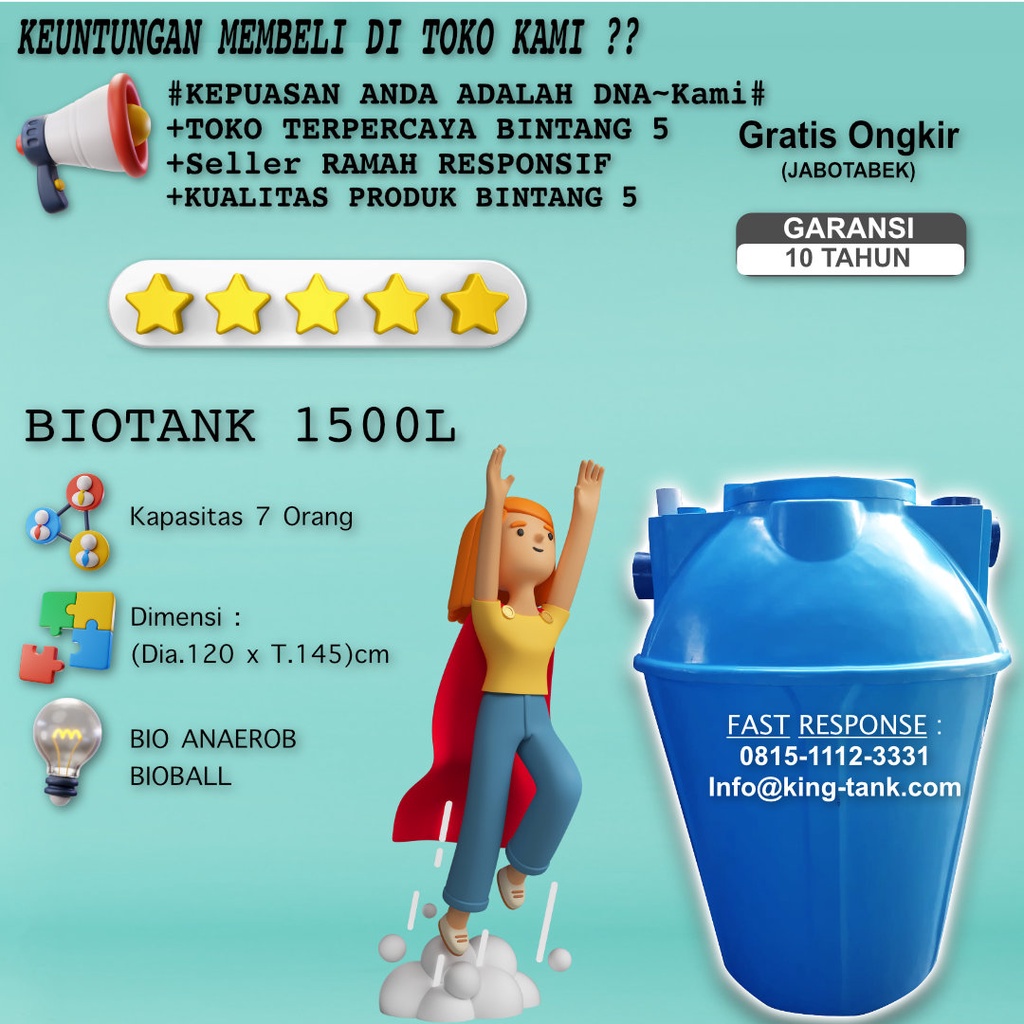 Tangki Septictank Bio Vertikal 1500 Liter / 1,5m3