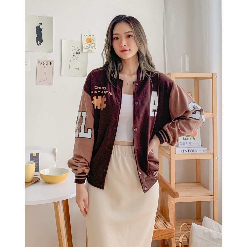 A CHOOK BASEBALL JAKET WANITA VARSITY KOREAN STYLE