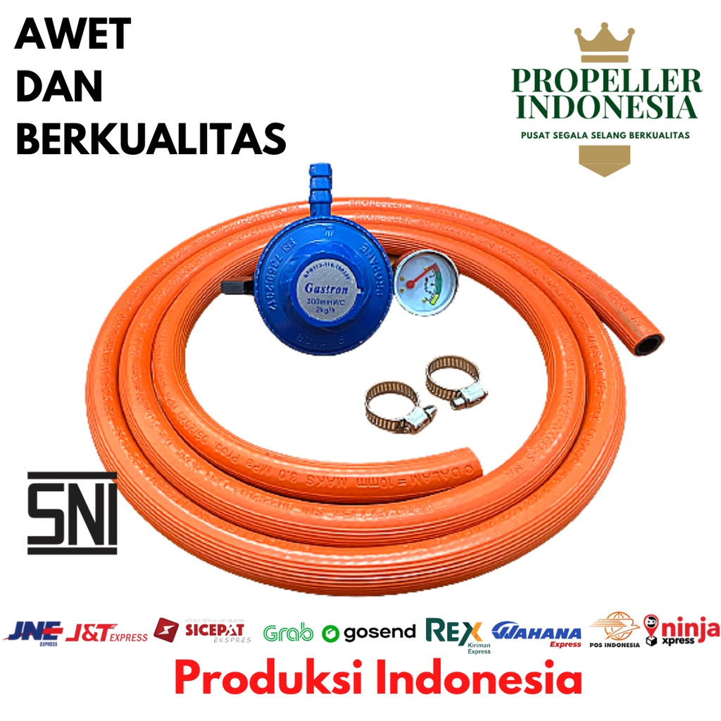 Selang Gas Orange 2 Meter dan Regulator Paket Selang Gas 2 Lapis SNI