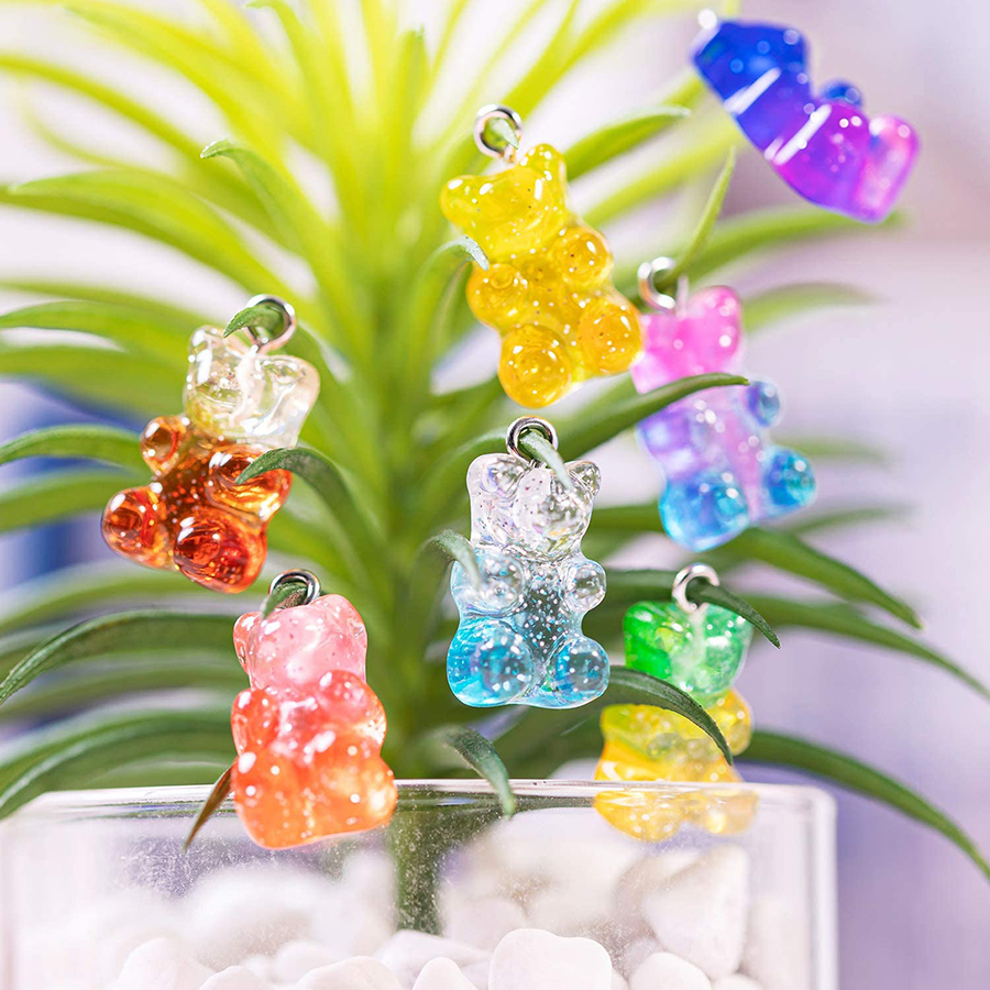 CHARMS Liontin Bentuk Gummy Bear Bahan Resin Warna Permen Untuk Membuat Perhiasan Gantungan Kunci/Gelang Diy