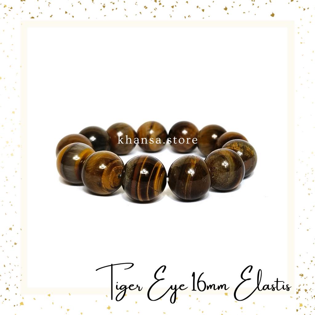 GELANG TANGAN BATU NATURAL TIGER EYE MODEL TALI ELASTIS ACCESSORIES PERHIASAN