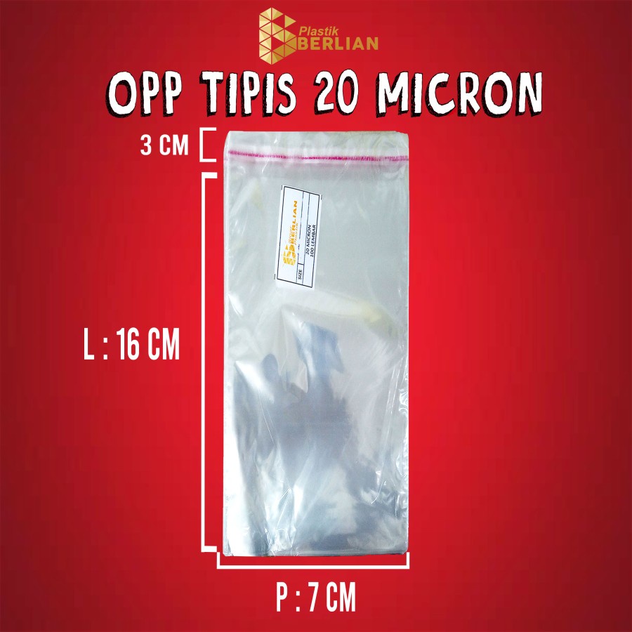 

7 x 16 cm Plastik OPP TIPIS (100 lbr) (lem/seal)