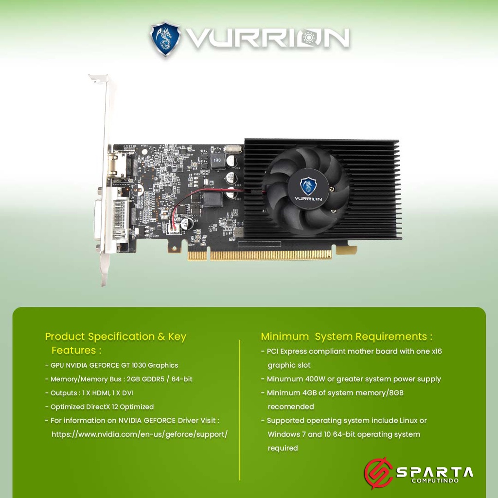 VGA Nvidia Geforce GT 1030 2GB GDDR5 Vurrion New Garansi Resmi