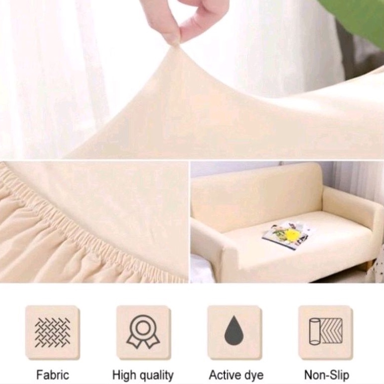 Sarung penutup sofa 1/2/3/4 dudukan polos / COD &amp; gratis ongkir / Cover sarung sofa elastis