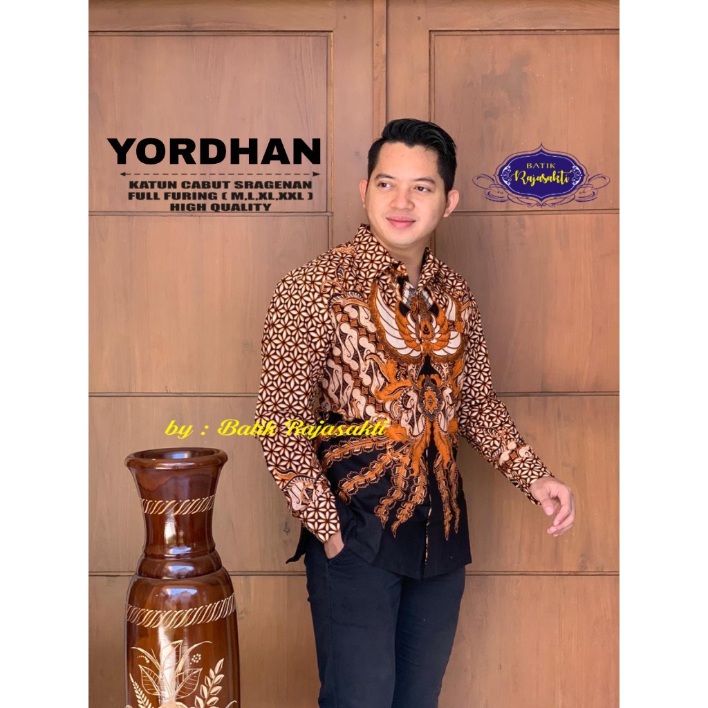 YORDHAN Kemeja Batik Pria Lengan Panjang Katun Halus FULL FURING Rajasakti