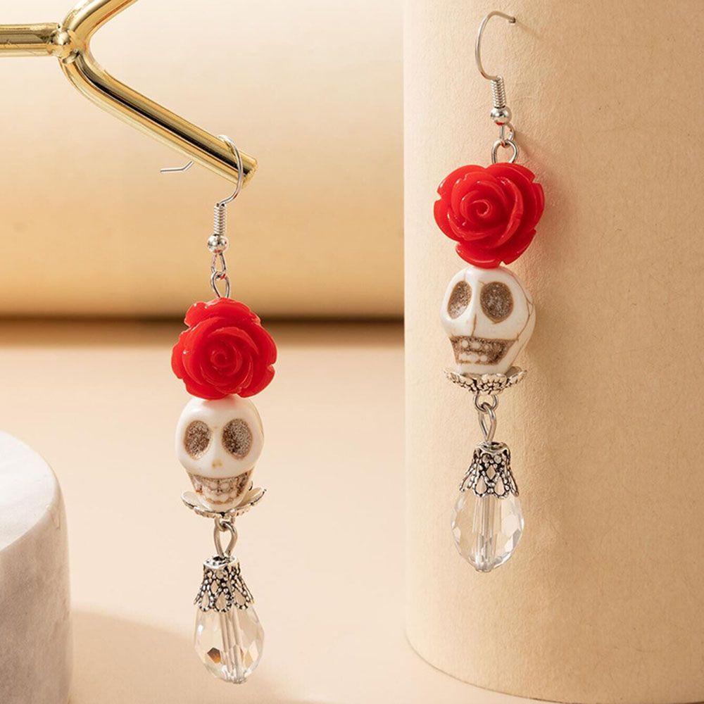 NEEDWAY Halloween Anting Keren Vintage Sederhana Hadiah Kait Telinga Labu Tengkorak Perempuan Busur Wanita Menjuntai Anting-Anting